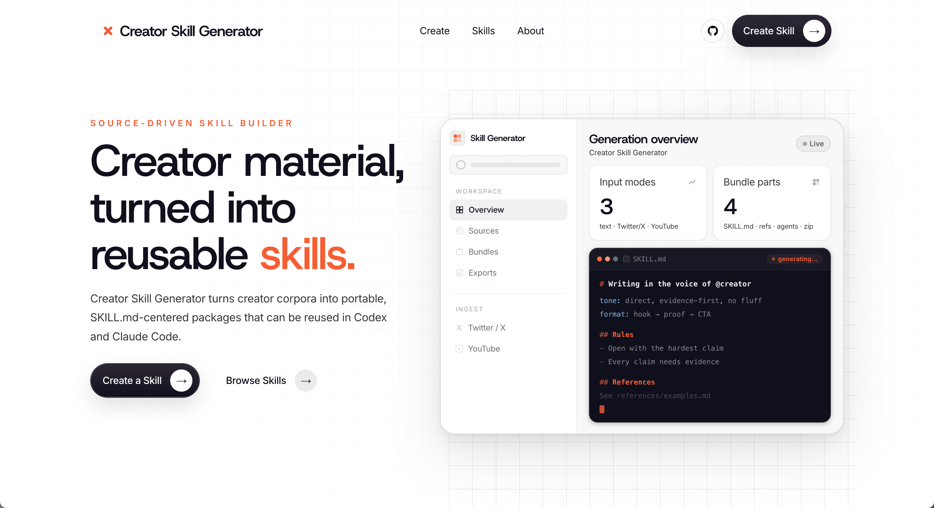 Creator Skill Generator preview